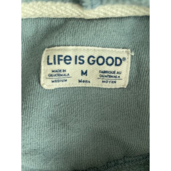 Life Is Good Sweatshirt Unisex Medium Blue Pullover Hoodie Pocket Outdoors - Picture 3 of 9